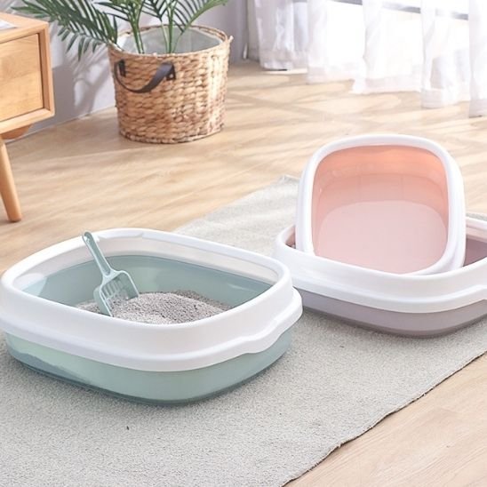 litiere bac chat bleu rose gris