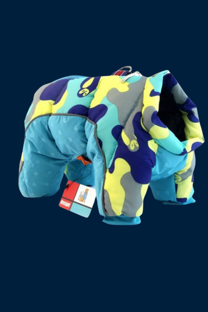 manteau pour chien bleu camouflage