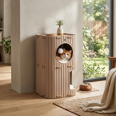 Niche brun pour  chat 
