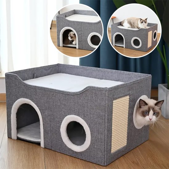 niche pour chat gris