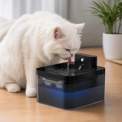 noir Fontaine a eau Chat Filtration Continue