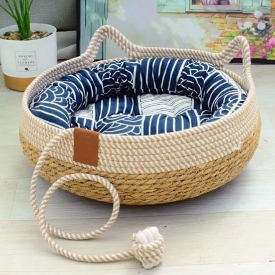 panier coussin bleu