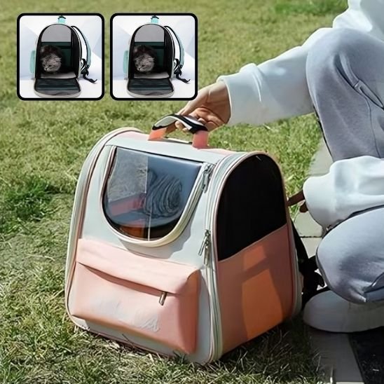 rose sac a dos chat confort