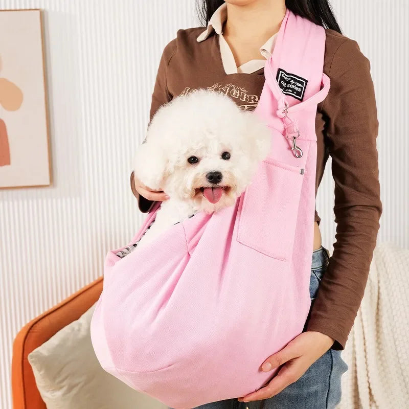 rose sac a dos chien