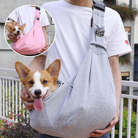 rose Sac de transport pour chien gris confort