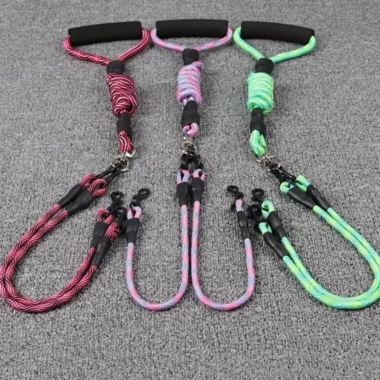 rouge rose vert Laisse double pour chien