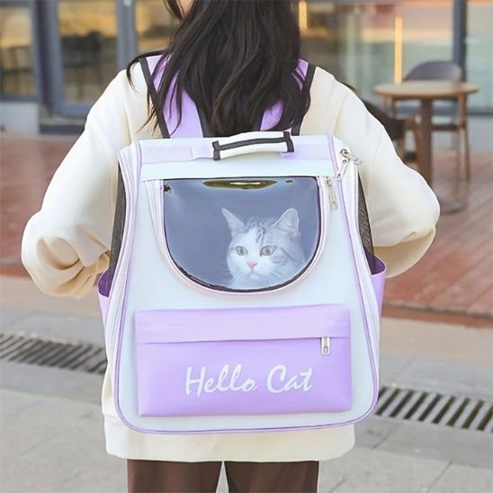 sac a dos chat mauve