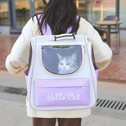 sac a dos chat mauve