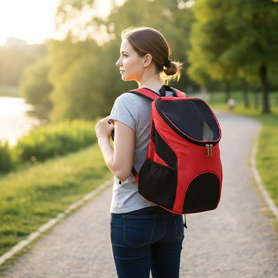 Sac a dos chien rouge