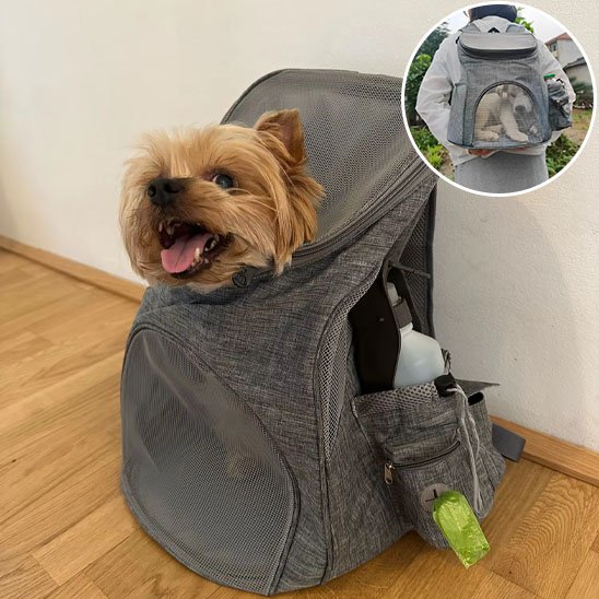 Sac à dos pour chien gris securite