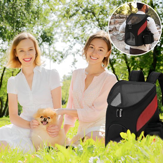 Sac à dos pour chien noir rouge