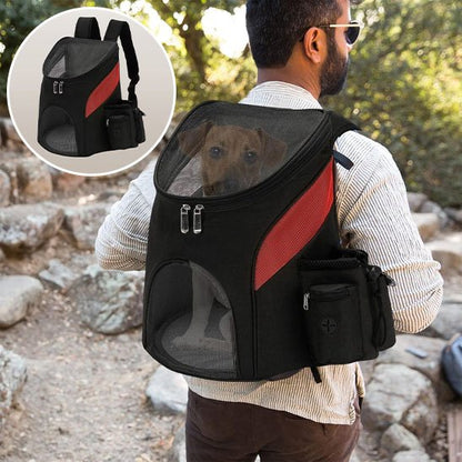 Sac à dos pour chien rouge noir