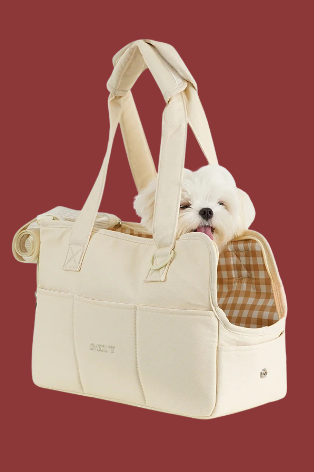 sac de transport beige pour chien