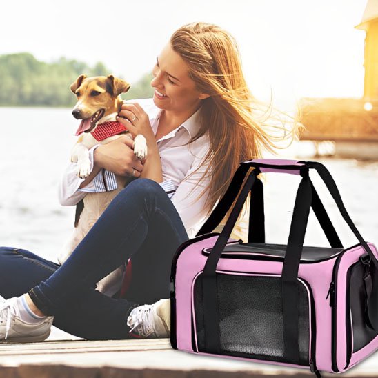 sac de transport chien confort rose 