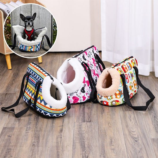 sac de transport chien rayure coeur hibou
