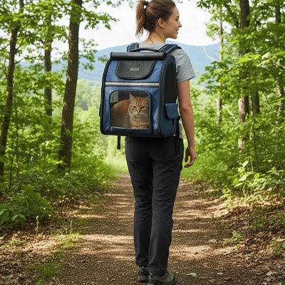 Sac de transport pour chat bleu comfort design