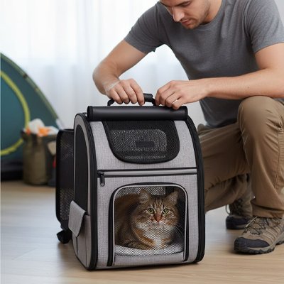 Sac de transport pour chat gris comfort