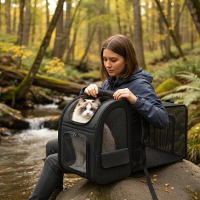 Sac de transport pour chat noir design