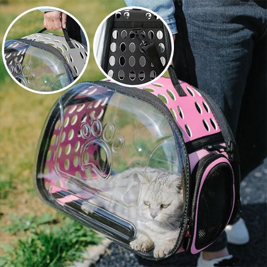 sac de transport pour chat rose