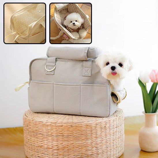 Sac de transport pour chien beige gris