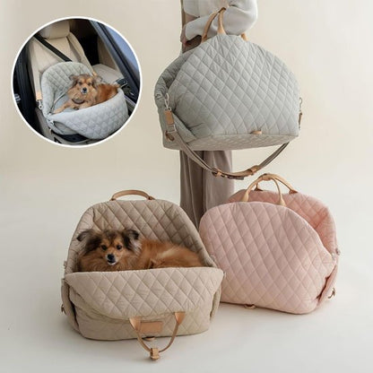 sac de transport pour chien beige rose gris