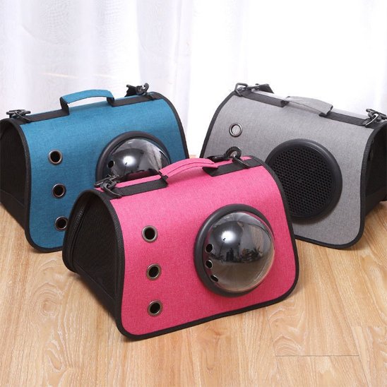 Sac de transport pour chien bleu rose gris