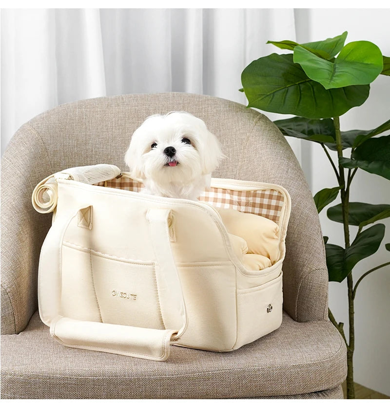 sac de transport pour chien divan beige