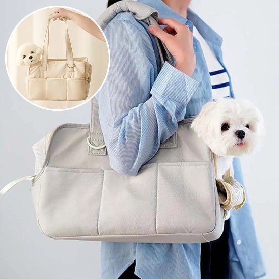Sac de transport pour chien gris beige