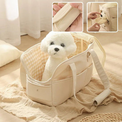 Sac de transport pour chien securite beige confort