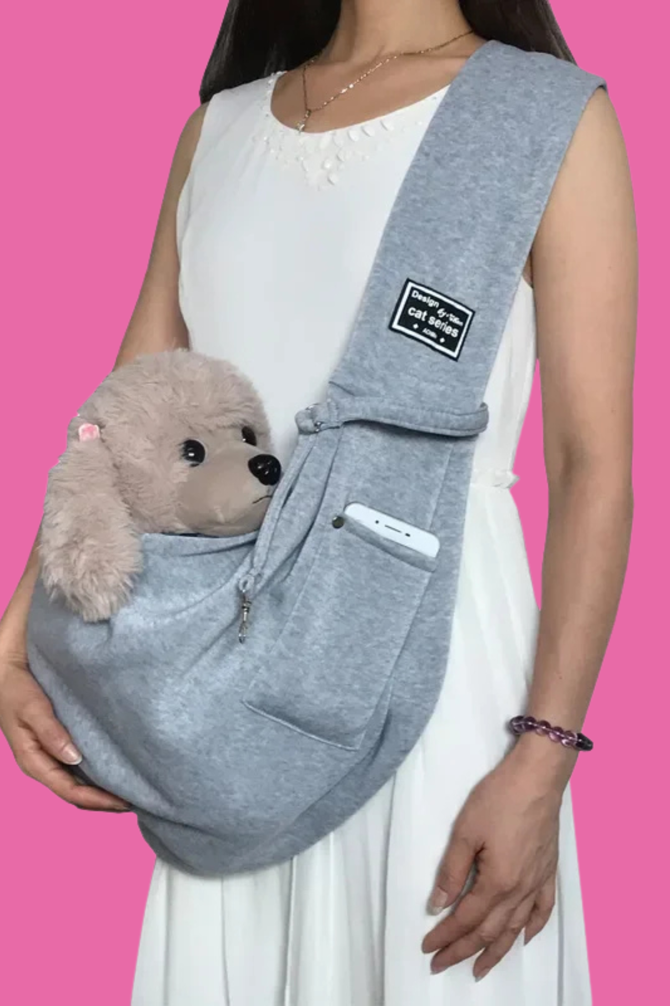 sac gris a dos chien