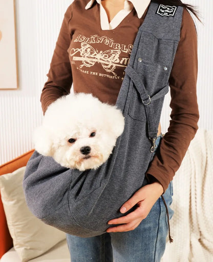 sac noir a dos chien gris