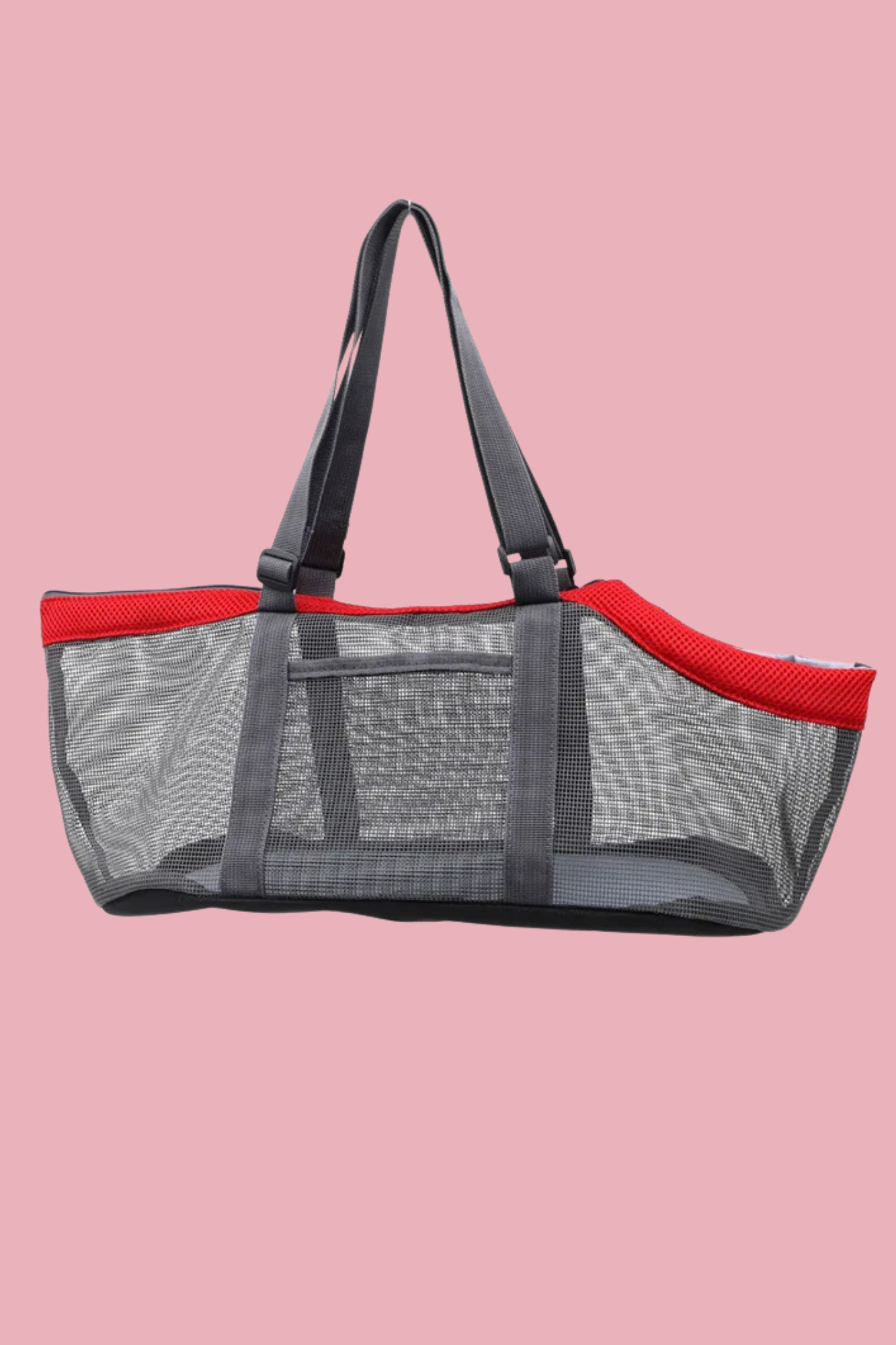 sac transport chien rouge gris