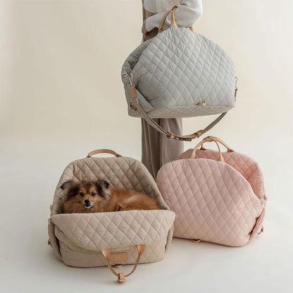 securite sac de transport pour chien beige rose gris