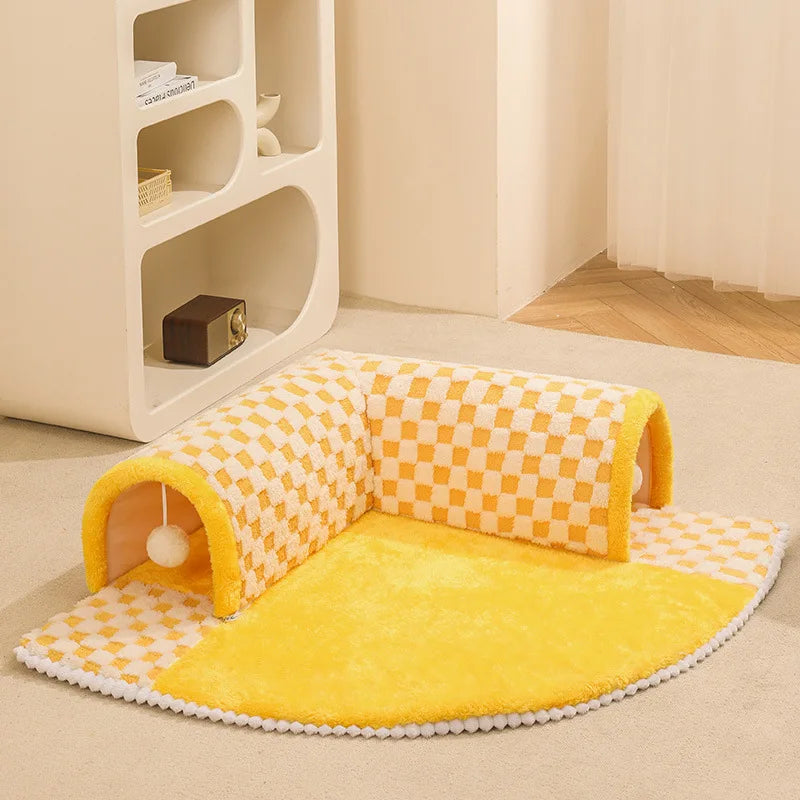 tapis tunnel chat jaune